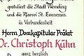 Dokument Silbernes Prieserjubiläum Dr. Christoph Kühn