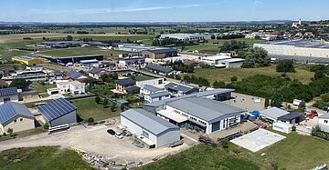 Gewerbegebiet Wemding Luftansicht des Gewerbegebiets am Stadelmüllerweg in Wemding