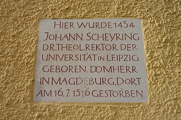 Inschrift am Geburtshaus Scheyring