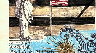 Zeichnung Astronauten Gasthof zur Sonne