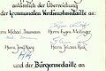 Dokument Verleihung Verdienstmedaille u. Bürgermedaille